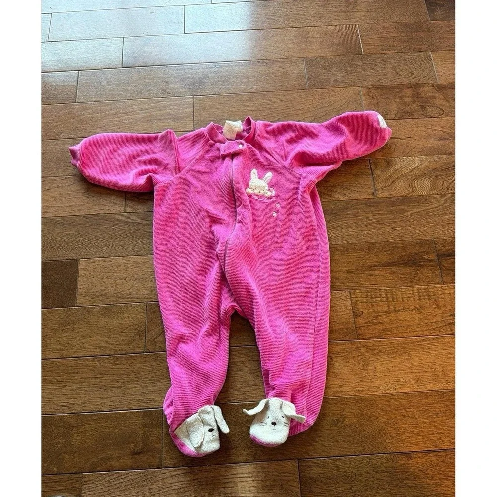 Pink Bunny Footie Pajamas Sleepers Carters 6-9 Months Zipper